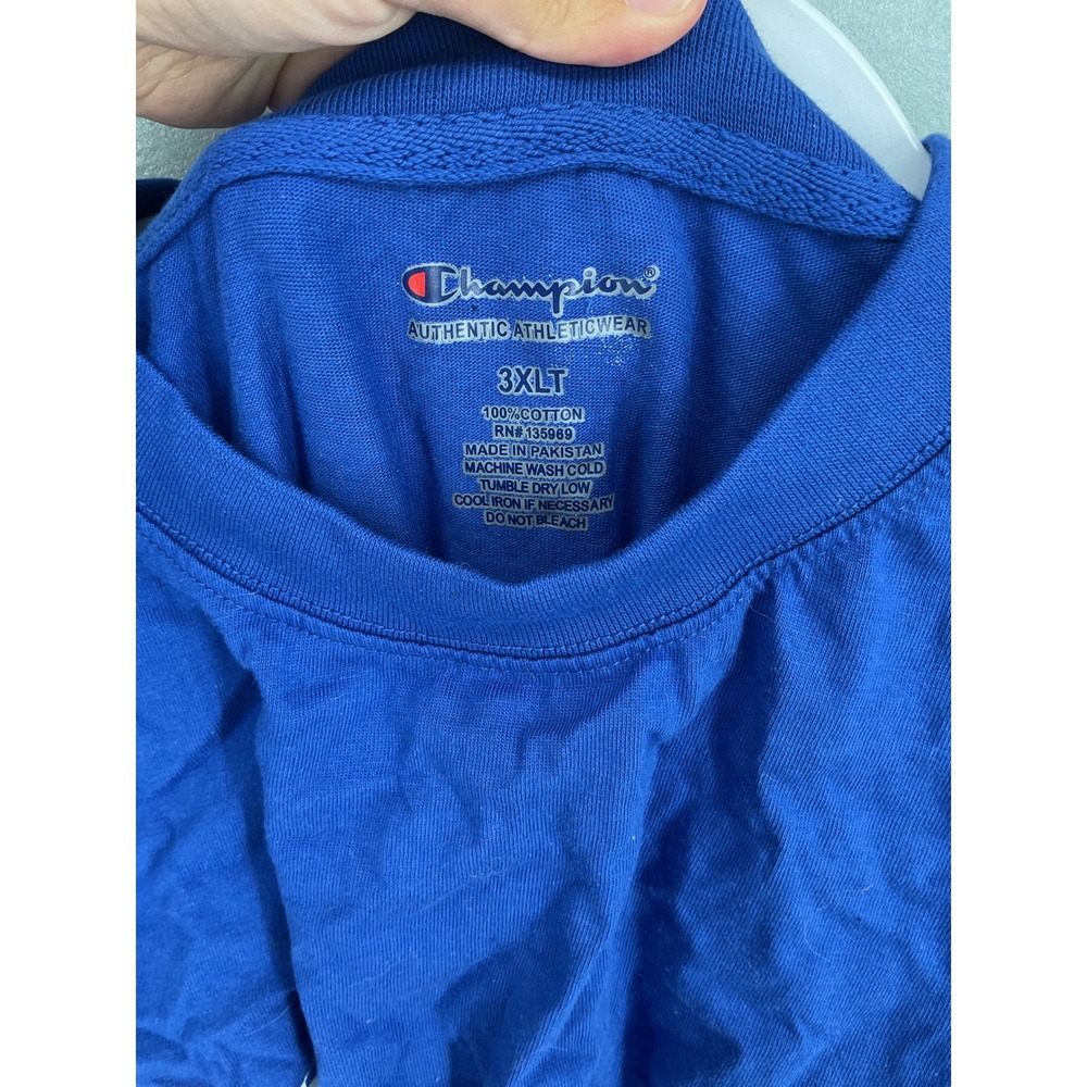 Champion Mens T-Shirt Blue Script Logo Graphic Cotton Big and Tall 3XLT - Picture 4 of 6